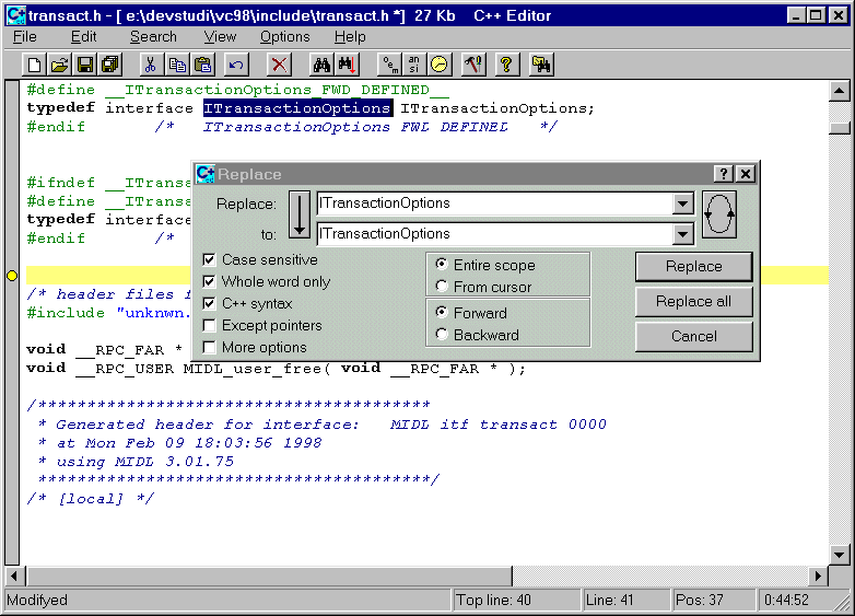 C++ Editor Screenshot
